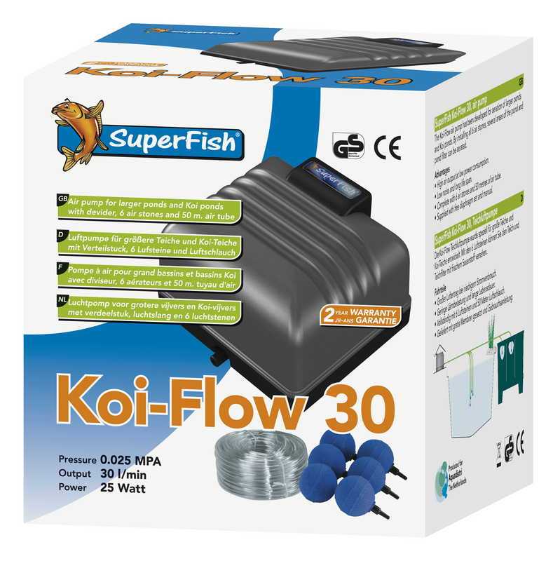 Luftpumpe sett Koi-Flow 30 for akvariereol - Luftpumper og tilbehør - Koi  og Hagedam spesialisten Tropex