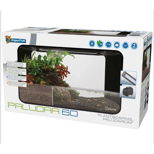 Paludra 60 / Plantscaping Paludarium - Komplett sett med  LED &amp; Pumpe