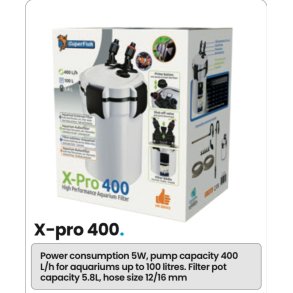 Utvendig akvariefilter X-Pro 400 (100L) Superfish 