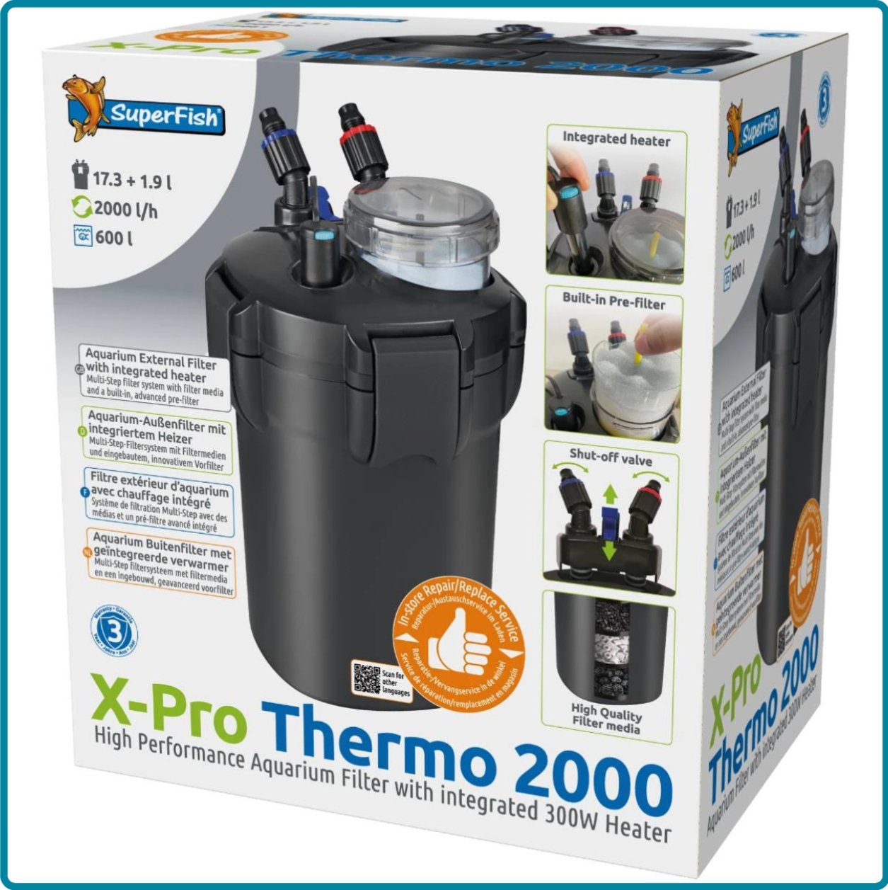 Utvendig akvariefilter med varme / X-Pro Thermo 2000