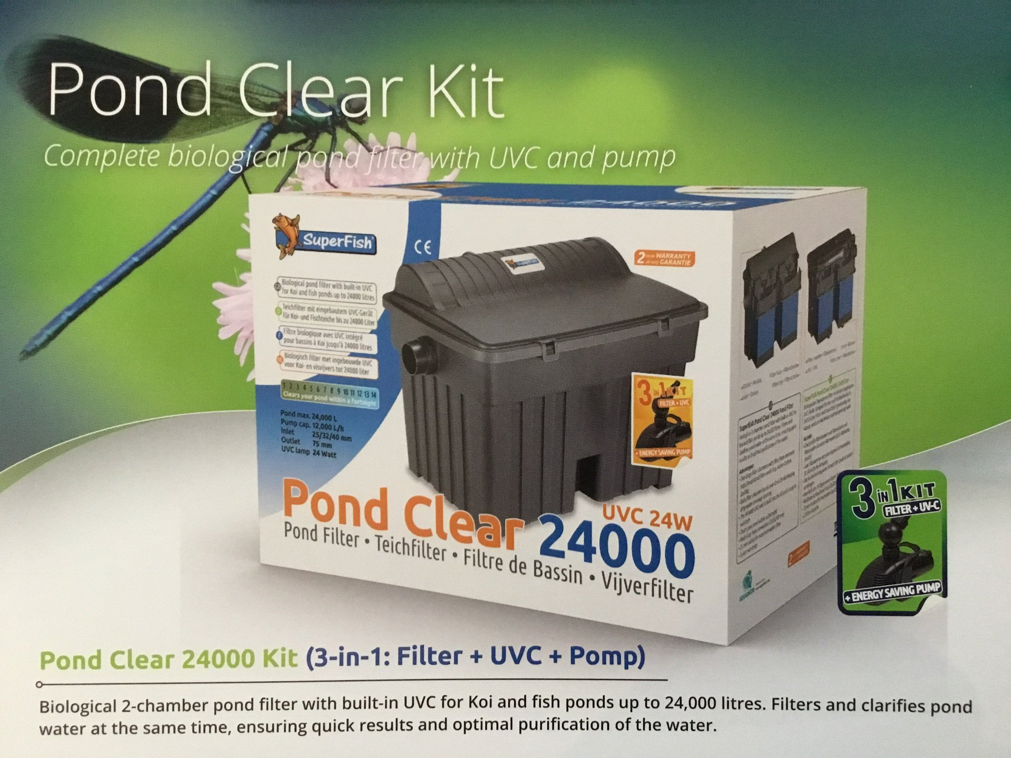 Oppdrettspakke i Glassfiber 6000L/ TopClear pro 36000 ++