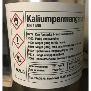 Kaliumpermanganat / pris pr GRAM 