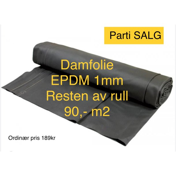 Damfolie rest EPDM Gummi / 9 x 3,8 meter   / 1mm tykkelse  / Ru Spania modell fra Elevate 