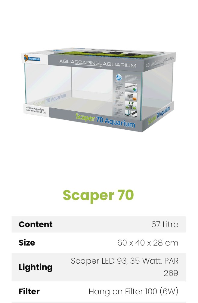 Akvarium / Scaper 70 pakke 