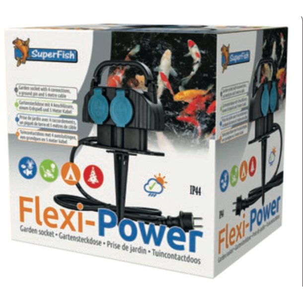 Stikkontakt Hage 4 uttak med jordspyd