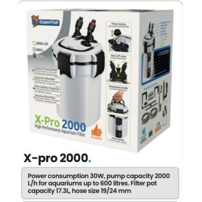 Utvendig akvariefilter X-Pro 2000 (600L) Superfish 