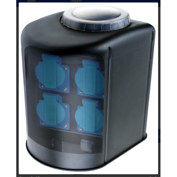 Strmkontakt til hage med 4 utak og fjernkontroll / Aqua-Tech 