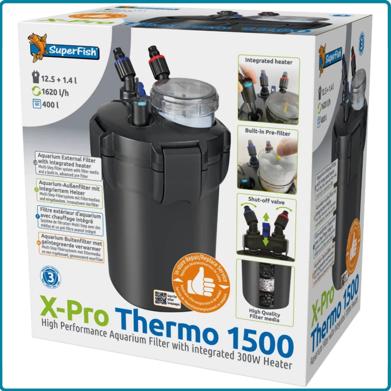 Utvendig akvariefilter med varme / X-Pro Thermo 1500