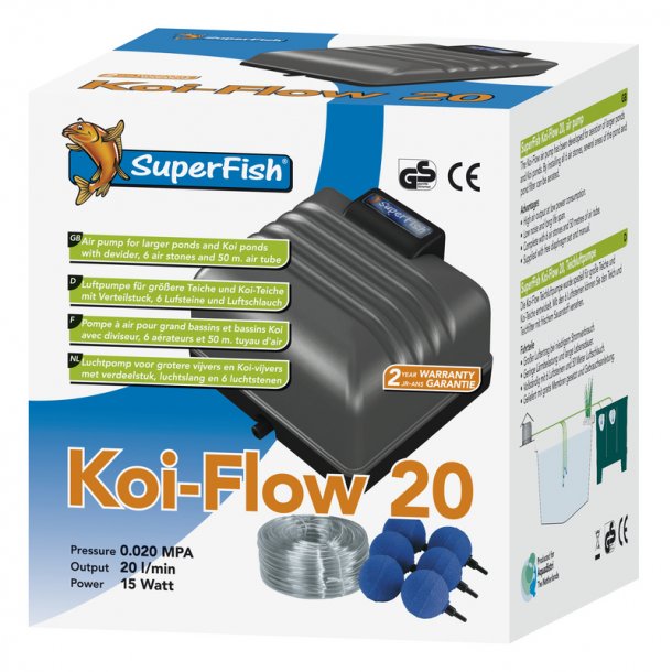 Luftpumpe sett Koi-Flow 20 for akvariereol 