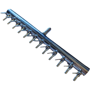 Luftmanifold i stl12-veis / inn 8mm / ut 4mm 