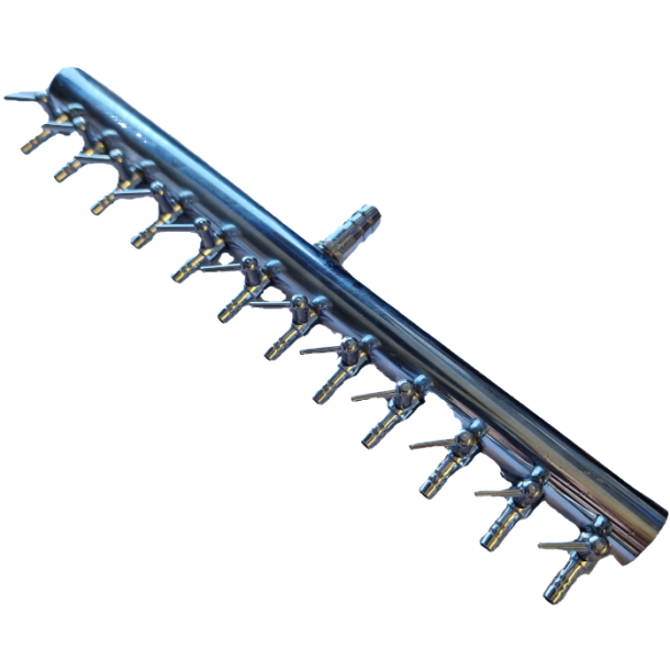 Luftmanifold i stl12-veis / inn 8mm / ut 4mm 